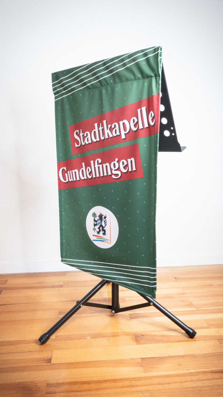 Music stand banners printed with your desired design for orchestra and band